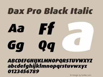 Dax Pro Black Italic Version 7.504; 2005; Build 1026图片样张