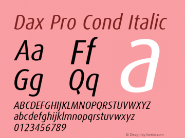Dax Pro Cond Italic Version 7.504; 2017; Build 1023图片样张