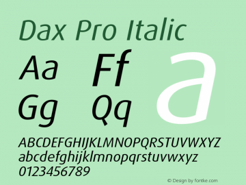 Dax Pro Italic Version 7.504; 2017; Build 1027图片样张