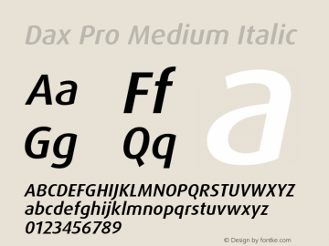 Dax Pro Medium Italic Version 7.504; 2017; Build 1027图片样张