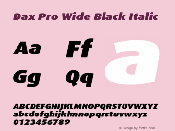 Dax Pro Wide Black Italic Version 7.504; 2017; Build 1023图片样张