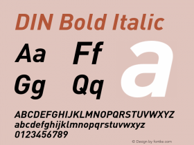 DIN Bold Italic Version 8.00图片样张