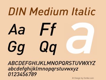 DIN Medium Italic Version 8.00图片样张