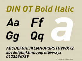 DIN OT Bold Italic Version 7.601, build 1030, FoPs, FL 5.04图片样张