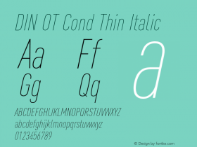 DIN OT Cond Thin Italic Version 7.601, build 1030, FoPs, FL 5.04图片样张