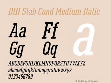 DIN Slab Cond Medium Italic Version 1.00图片样张