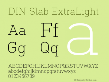 DIN Slab ExtraLight Version 1.00图片样张