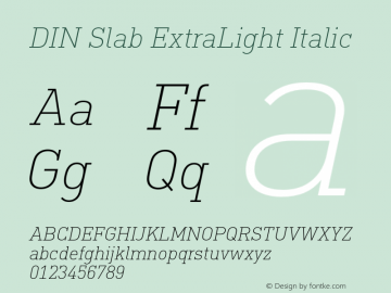 DIN Slab ExtraLight Italic Version 1.00图片样张