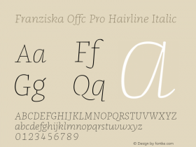 Franziska Offc Pro Hairline Italic Version 7.504; 2014; Build 1022图片样张