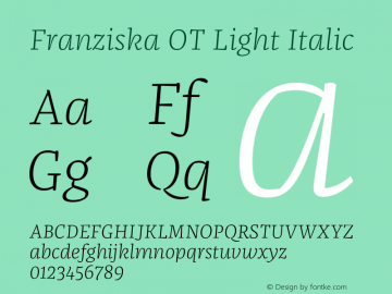 FranziskaOT-LightItalic Version 7.504; 2014; Build 1021图片样张