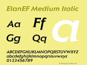ElanEF Medium Italic 001.000 Font Sample