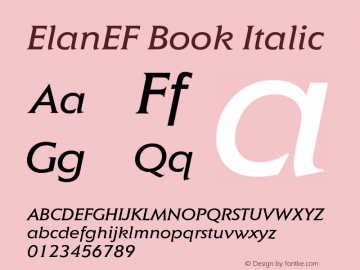 ElanEF Book Italic 001.000 Font Sample