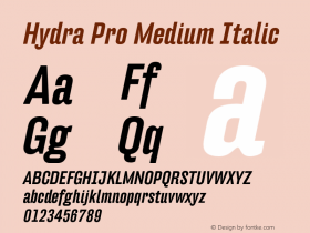 HydraPro-MediumItalic Version 7.504; 2012; Build 1021图片样张