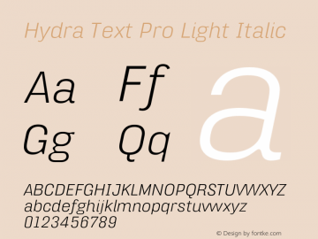 HydraTextPro-LightItalic Version 7.504; 2012; Build 1021图片样张