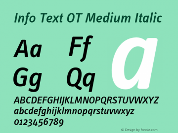 InfoTextOT-MediumItalic Version 7.504; 2005; Build 1021图片样张