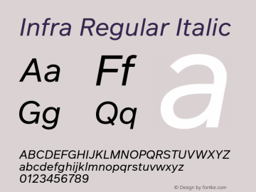 Infra Regular Italic Version 1.00, build 10, g2.6.1 b1204, s3图片样张
