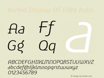 Karbid Display OT Light Italic Version 7.60图片样张