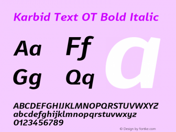 Karbid Text OT Bold Italic Version 7.60图片样张