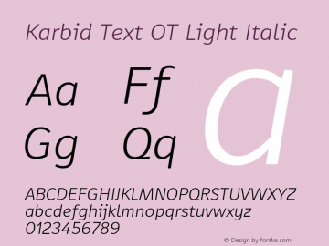 Karbid Text OT Light Italic Version 7.60图片样张