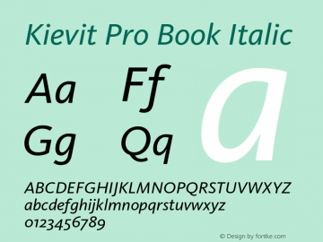 Kievit Pro Book Italic Version 7.700, build 1040, FoPs, FL 5.04图片样张