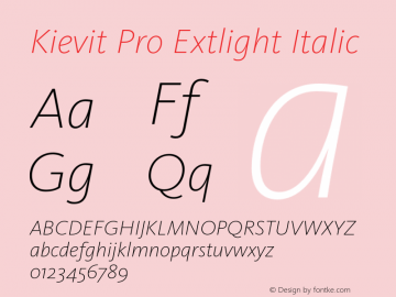 Kievit Pro Extlight Italic Version 7.700, build 1040, FoPs, FL 5.04图片样张