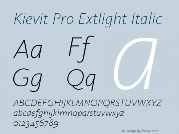 Kievit Pro Extlight Italic Version 7.600, build 1030, FoPs, FL 5.04图片样张