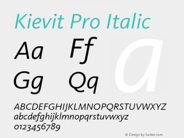 Kievit Pro Italic Version 7.600, build 1030, FoPs, FL 5.04图片样张