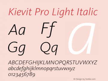 Kievit Pro Light Italic Version 7.700, build 1040, FoPs, FL 5.04图片样张