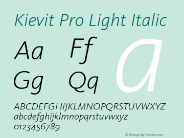 Kievit Pro Light Italic Version 7.600, build 1030, FoPs, FL 5.04图片样张