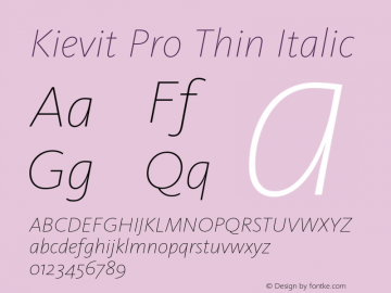 Kievit Pro Thin Italic Version 7.700, build 1040, FoPs, FL 5.04图片样张