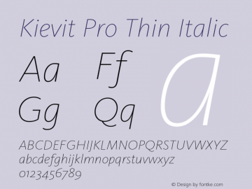 Kievit Pro Thin Italic Version 7.600, build 1030, FoPs, FL 5.04图片样张