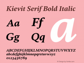 Kievit Serif Bold Italic Version 7.700, build 1040, FoPs, FL 5.04图片样张