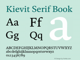 Kievit Serif Book Version 1.000, build 1030, FoPs, FL 5.04图片样张