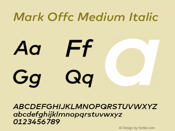 Mark Offc Medium Italic Version 7.504; 2013; Build 1022图片样张