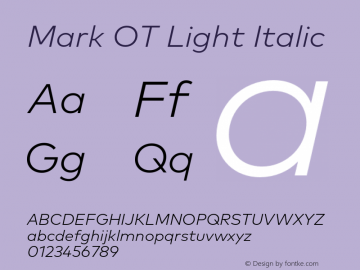 Mark OT Light Italic Version 7.60图片样张