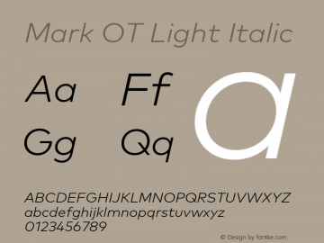 Mark OT Light Italic Version 7.60图片样张