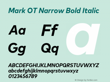 Mark OT Narrow Bold Italic Version 7.60图片样张