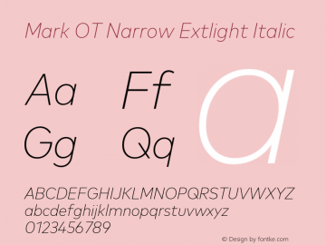 Mark OT Narrow Extlight Italic Version 7.60图片样张