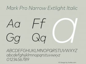 Mark Pro Narrow Extlight Italic Version 7.60图片样张