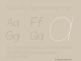 Mark Pro Narrow Hairline Italic Version 7.60图片样张