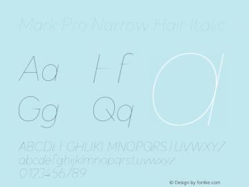 Mark Pro Narrow Hairline Italic Version 7.60图片样张