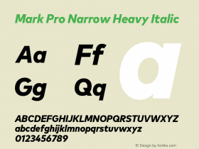 Mark Pro Narrow Heavy Italic Version 7.60图片样张