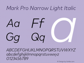 Mark Pro Narrow Light Italic Version 7.60图片样张