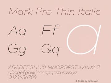 Mark Pro Thin Italic Version 7.60图片样张