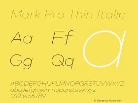 Mark Pro Thin Italic Version 7.60图片样张