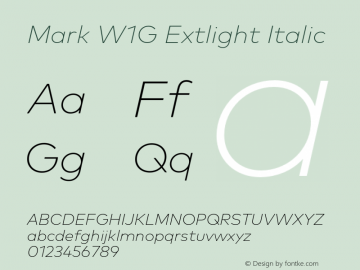 Mark W1G Extlight Italic Version 1.00, build 8, g2.6.4 b1272, s3图片样张