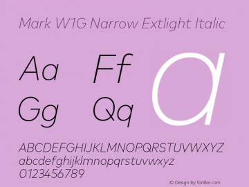 Mark W1G Narrow Extlight Italic Version 1.00, build 8, g2.6.4 b1272, s3图片样张