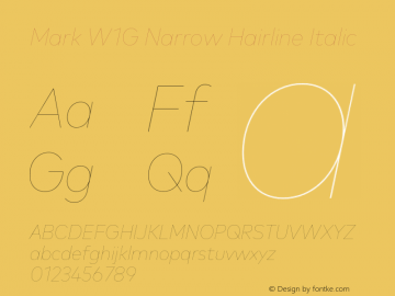 Mark W1G Narrow Hairline Italic Version 1.00, build 8, g2.6.4 b1272, s3图片样张