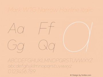 Mark W1G Narrow Hairline Italic Version 1.00, build 8, g2.6.4 b1272, s3图片样张