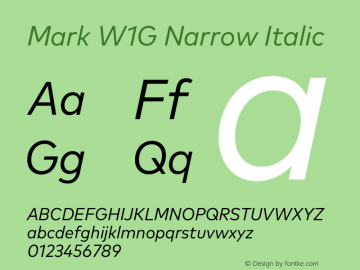 Mark W1G Narrow Italic Version 1.00, build 8, g2.6.4 b1272, s3图片样张